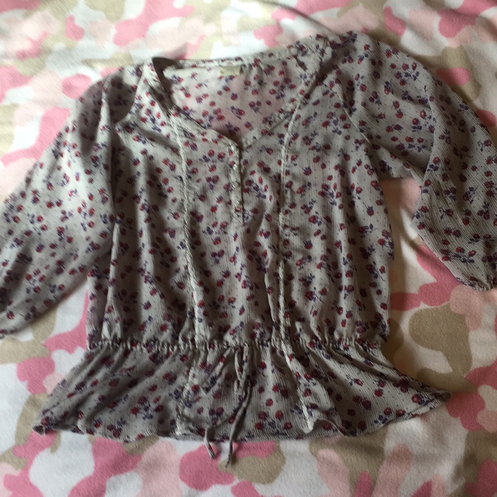 Gray Flowered Blouse